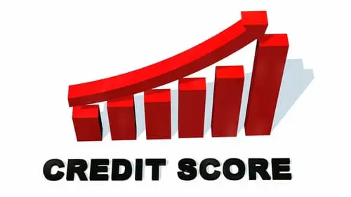 Credit Score Increasing bar graph - isolated on white background