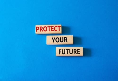 Protect your future symbol. Concept words Protect your future on wooden blocks.