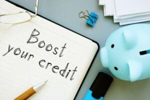 Boost your creditl is shown on the business photo using the text