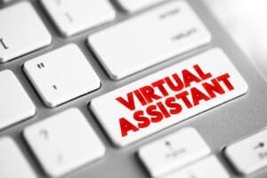 Virtual Assistant - independent contractor who provides administrative services to clients, text button on keyboard