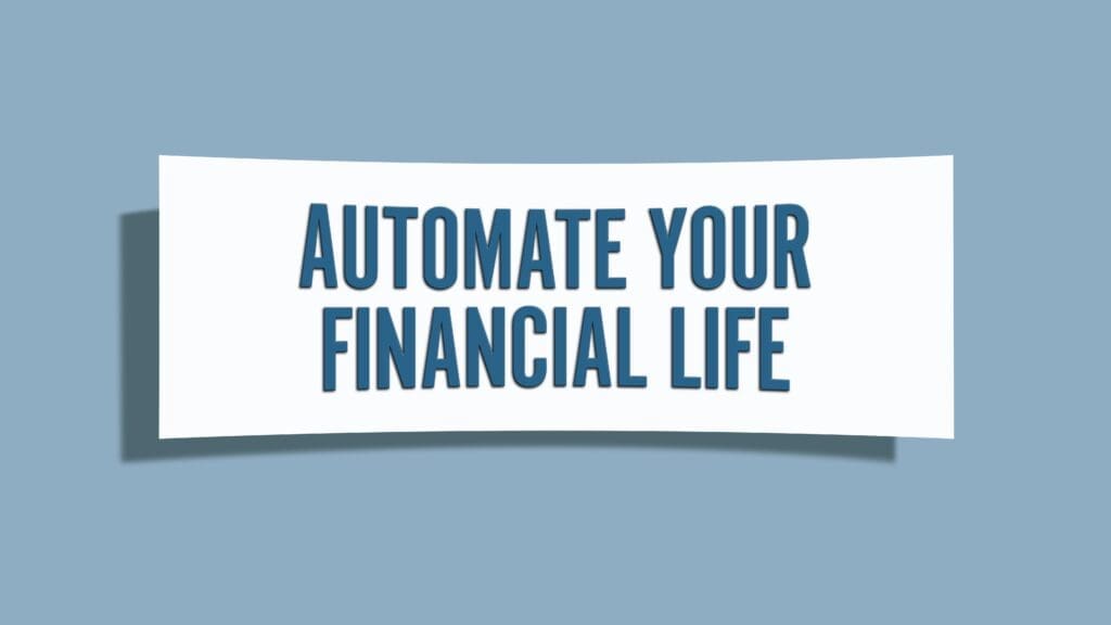 Automate your financial life. A card isolated on blue background.